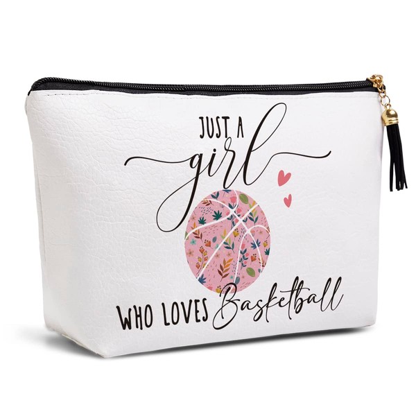 Basketball Gifts Funny Basketball Lover Gift Basketball Party Favors Birthday Gifts for Women Teen Women Women Sisters Best Friend Makeup Bag Travel Toiletry Bag Just A Women Who Loves Basketball