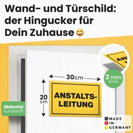 DankeDir! Anstaltsleitung 30 x 20 cm Door Sign - Funny Decoration Office Room - Gift Idea Birthday Gift Boss Colleague - Wall Decoration Gift Party Decoration