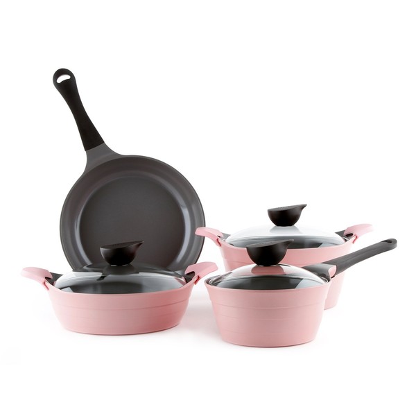 Neoflam Eela 7 Piece Ceramic Nonstick Cookware Set in Pink