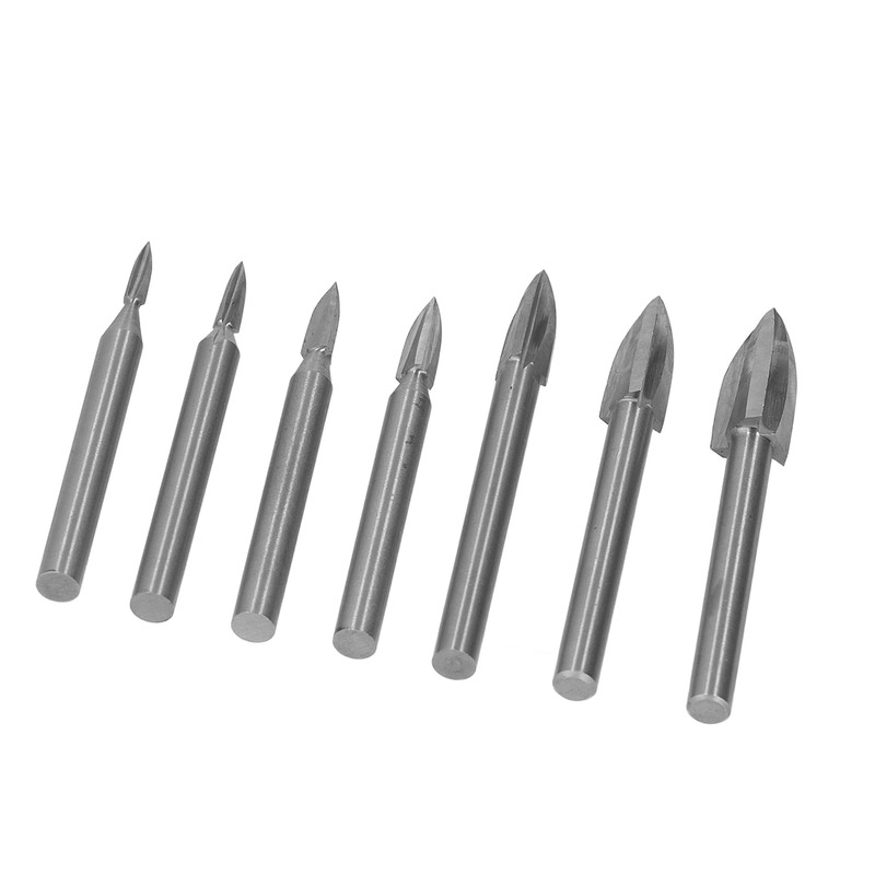7Pcs Engraving Drill Bit 6mm Shank High Speed Steel Carving