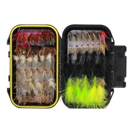 Croch 60pcs Fly Fishing Dry Flies Wet Flies Assortment Kit with Waterproof Fly Box for Trout Fishing