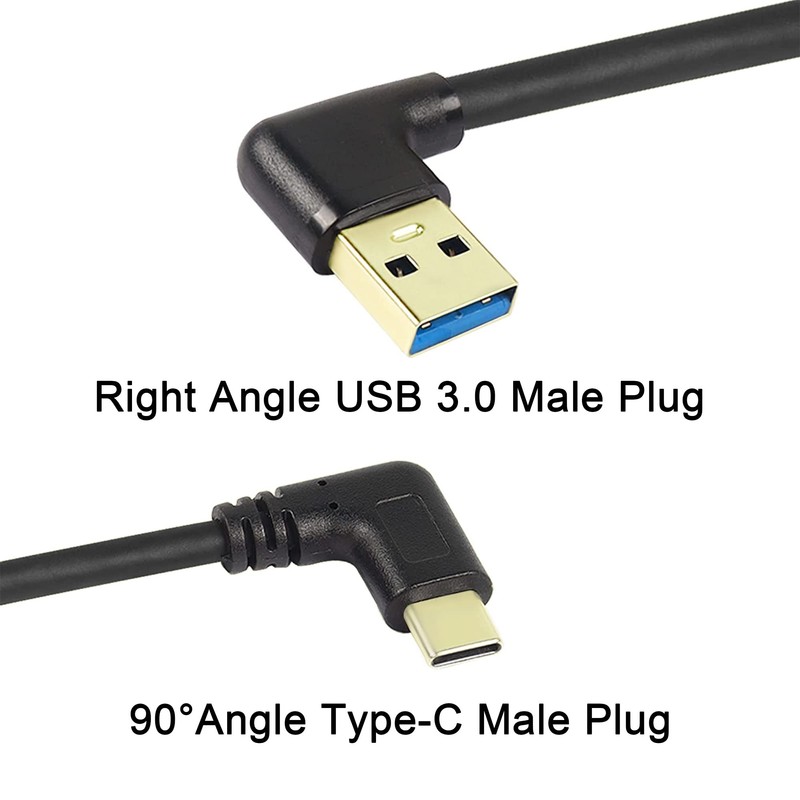 GELRHONR Gold Plated Short Left Angle USB Type C Cable,