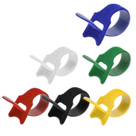 Beszin 4" (60-Pack) Reusable Hook and Loop Self Gripping Multicolor Fastening Cable Ties - Multipurpose Microfiber Cloth Assorted Cable Organizer Ties