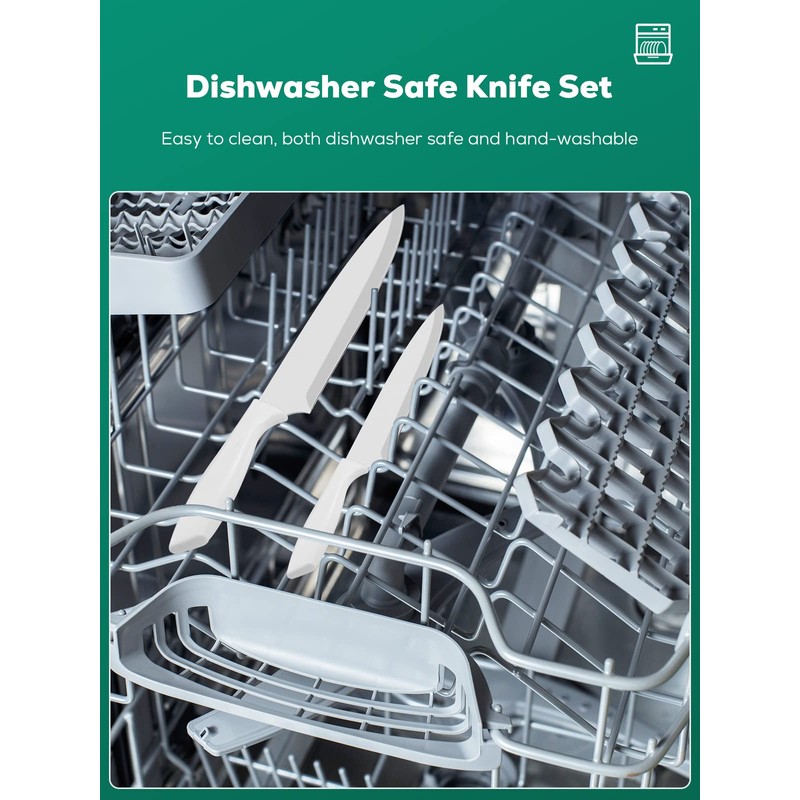 Knife Set, D.Perlla 16 Pieces White Kitchen Knife Set with