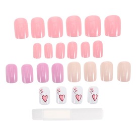 minkissy Fashionable Short Artificial Nails Full Nail Tips Press Women Decorative Fake Nails Sets