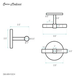 Swiss Madison Verre Acrylic Bathroom Robe Hook in Chrome