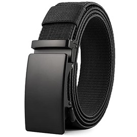 Belt Men, DOOPAI elastic golf belts for men, Nylon Ratchet Belt Men's Casual Black Belt, Adjustable Trim to Fit