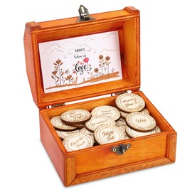 JULEASEL Mom's Token of Love - 20 Pre-Written + 10 Blank Wooden Coins | Redeemable Gifts for Mother's Day, Milestone Birthdays & Appreciation