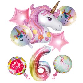 Birthday Decorations, Number Balloons for Girls, Unicorn, 40 Inches, Crown, Giant Balloons, Happy Birthday Garland, Birthdays, Wedding Anniversary Parties, Number 6