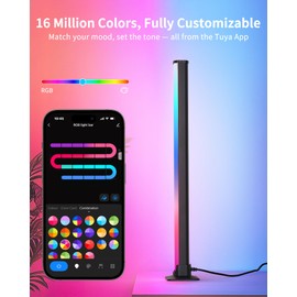 LuminexDesigns RGB LED Light Bar for TV & Gaming 25 cm - Music Sync and App Control for Atmospheric Backlight and Decoration, Black