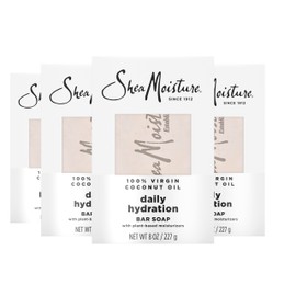 SheaMoisture Bar Soap Virgin Coconut Oil 4 count Nourish and Replenish Skin Daily Hydrating bar soap with 24h shea moisture nutrients for Healthy, Glowing Skin 8 oz