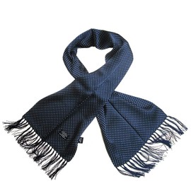 Tootal Vintage Blue Polka Dot Silk Scarf