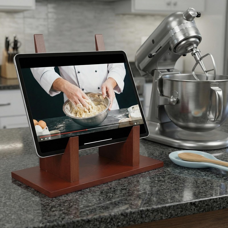 Wooden Cookbook Stand,Multifunctional Kitchen Book Stand,Cookbook Holder for Kitchen Counter