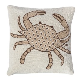 C&F Home 16" x 16" Handcrafted Beaded Crab Decorative Accent Throw Pillow All Seasons Summer Beach House Coastal Nautical Ocean Home Living Room Sofa Couch Chair Bed Bedroom Decor Decoration 16" x 16"