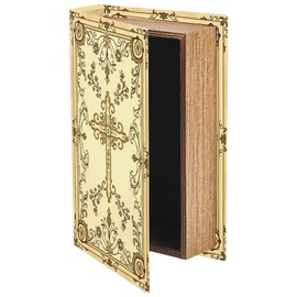 CREATCABIN Retro Decorative Book Storage Box Faux Book Boxes Decorative Fake Book Storage Box Gold Cross Leather Table Decoration Shelf Display for Crafting Bookshelf Decor & More Coffee Shop 9x6 Inch