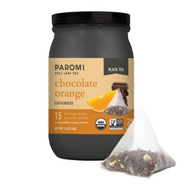 Paromi Chocolate Orange Organic Black Tea, Signature Jar, 15 Count