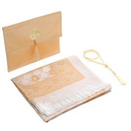 Muslim Prayer Rug and Beads with Portable Bag, Muslim Gifts for Women Men, Janamaz, Sajadah, Soft Mat Islam Gifts Set, Turkish Sajadah for Ramadan, Eid, Hajj, Travel, Pray