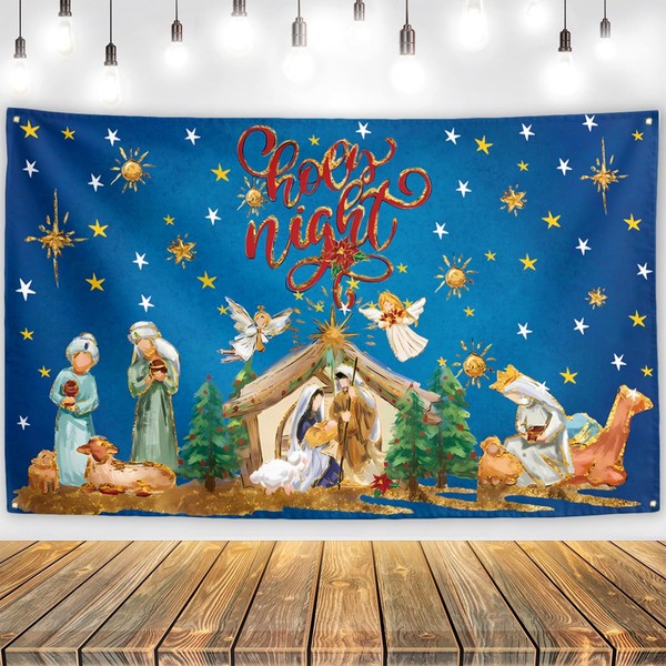 Christmas Nativity Backdrop Holy Nativity Banner Religious Scene Decor Christmas