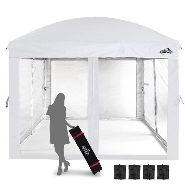 AIGOCANO Canopy Tent with Netting Screen,10x10 Easy Pop Up Gazebo