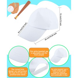 40 Pcs White Baseball Caps Bulk Adjustable Plain Baseball Hat DIY Painting Baseball Caps Blank Ball Hat for Adult Kids Outdoor Sports