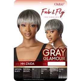Outre Fab & Fly Full Cap Wig Gray Glamour - Human Hair - Zaida (OM34/44/51)