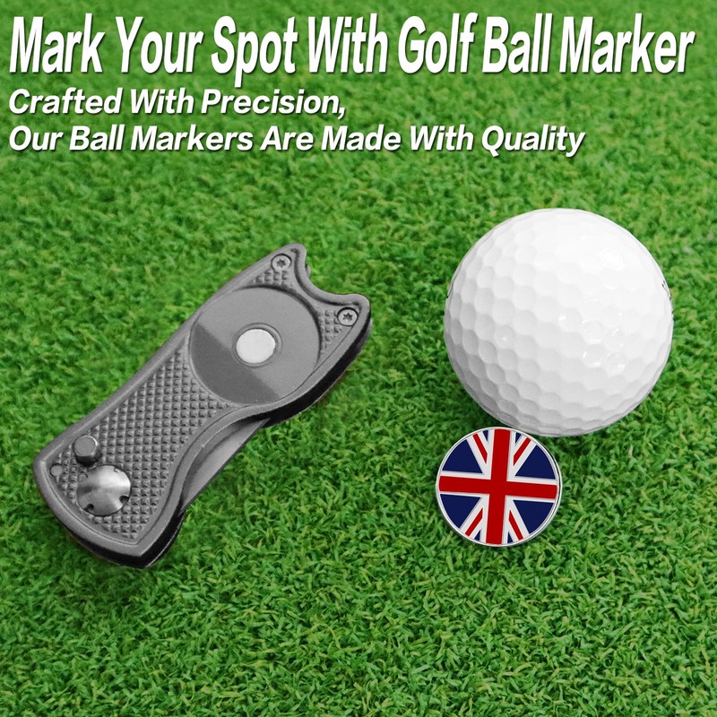 FINGER TEN Golf Divot Repair Tool Switchblade with Ball Marker