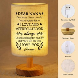 SUEHHYY Best Nana Gifts from Grandkids, Fabric Bedside Table Lamp Presents, Birthday Mothers Day Christmas Valentines Day Gifts for Nana Grandma Grandmother