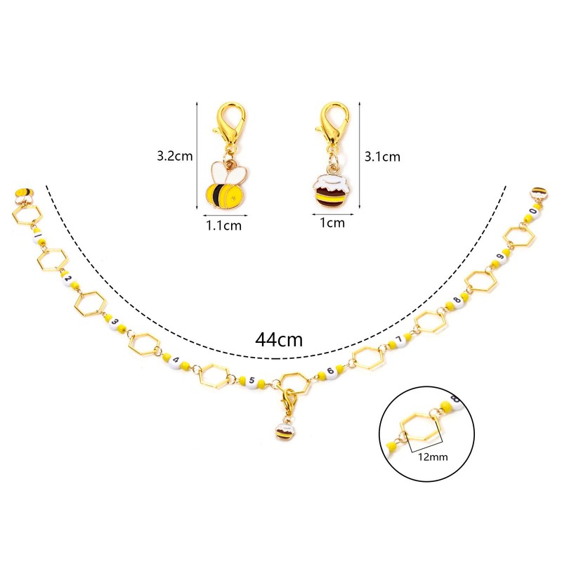 DoreenBeads 3Pcs Knitting Row Counter Chains, Alloy Enamel Stitch Markers