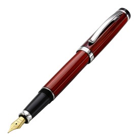Xezo Incognito Fountain Pen, Fine Nib. Burgundy Red Layered Lacquer with Pure Platinum Plating. Handcrafted and Guilloche Engraved. Limited Edition, Serialized