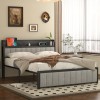 Vecelo Bed Frame with Storage Headboard Power Outlet Full Queen