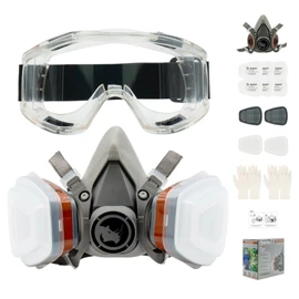 RHINO Smart Solutions RHINO Smart Solutions Atemschutzmaske Gase D?mpfe | Gasmaske mit A1P2 Filter fr Lackier, Feinstaub, Arbeitein, Schleifen | Staubmasken, Handschuhe, Schutzbrille, Patronen und Staubfilter