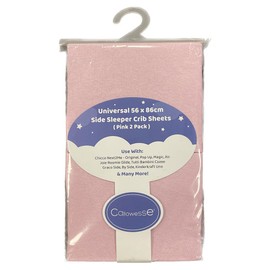 Callowesse Organic Cotton Fitted Side Sleeper Crib Sheets, Pack of 2, Universal Fit: 86cm x 56cm, Machine Washable, Soft Pink