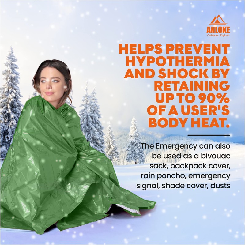 ANLOKE Emergency Blankets Mylar Thermal Blanket (4 Pack) of Space