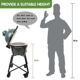 Rolling Cart Nest for MiniMax Big Green Egg Accessories,Powder Coated Steel Grill Stand with Heavy Duty Locking Caster Wheels,Green Egg Rolling Nest for Minimax BGE Grill Stand