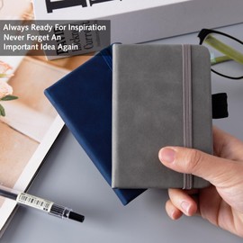 DILUSILK 1 Pcs Leather Pocket Notebook A7 Note Book Pocket Hardcover Notepad Mini Notepad Tiny Lined Journal Notebook With Elastic Band for Office Home School Writing Supplies(100 Sheets) (dark blue)