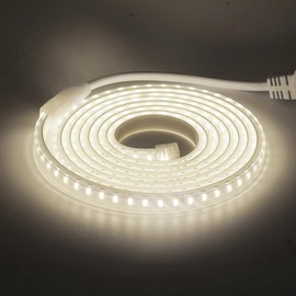 HEGEHE 220 V Natural White LED Strip Strip, 2835 SMD 120 LEDs/m IP65 Waterproof, No Lead Wire, Flex LED Strip Light for Bedroom, Kitchen, Home, Interior Decoration (Natural White, 5 m)