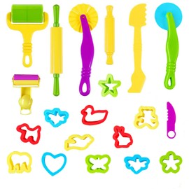 Goldyida 20 Pieces Modelling Tool Set for Children Modelling Tool Children's Clay Rolling Pin Children DIY Modelling Clay Tool Dough Modelling Accessories Children Plasticine Tools Random Colour