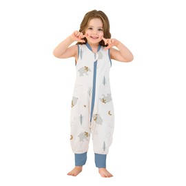 Baby Sleeping Bag with Feet, 1.0 TOG, Ideal for Spring and Autumn, 100% Cotton, Year-Round Comfort for Your Toddler (Bear, M/75-85 cm)