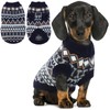Ugly Dog Sweater - Boho Holiday Sweaters for Medium Dogs Girl Boy, Warm Thick Dog Clothing, Knit Pullover with Harness Hole, Cute Winter Outfit for Christmas, Mini Schnauzer Shih Tzu Pug, Navy Blue M