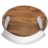 8.7 Inch Mezzaluna Knife With Wood Cutting Board - Stainless