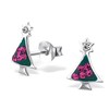 Sparkly Christmas Tree Earrings with Crystal Stones .925 Sterling Silver