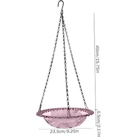 Flower Shaped Hanging Bird Bath Bowl with Metal Chain, 1Pc Round Hanging Bird Feeder and Birdbath, Round Bird Flower Shaped Bird Feeder and Bath Bowl with Chain, Purple
