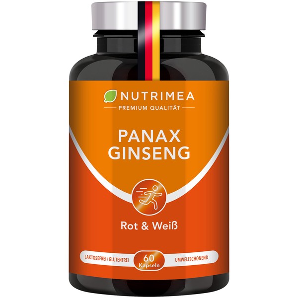 Red Ginseng Organic Capsules - 100% Natural Red and White Ginseng Root Extract - 10:1 Extract - Dosed with 15% Ginsenosides - 60 Capsules