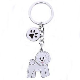 BbearT® Dog Tag Dog Key-ring Keychain,Cute Small Dog Puppy ID Tags Metal Dog Keychain Keyring Keyfob Key Tags Car Keyring Bag Charm Birthday (Bichon Frise 3#)
