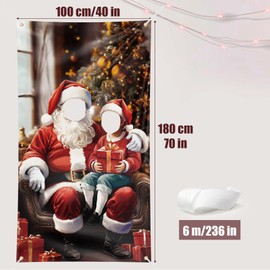 COLOFALLA 180 x 100 cm Christmas Decoration Photo Prop Christmas Background Santa Photo Prop Christmas Photo Wall Photo Props Banner for Door Wall with Rope