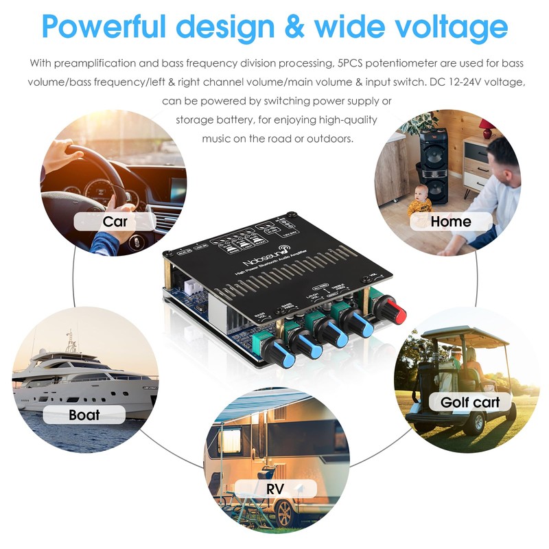 Nobsound HiFi 2.1 Channel Bluetooth 5.0 Power Amplifier Board Case
