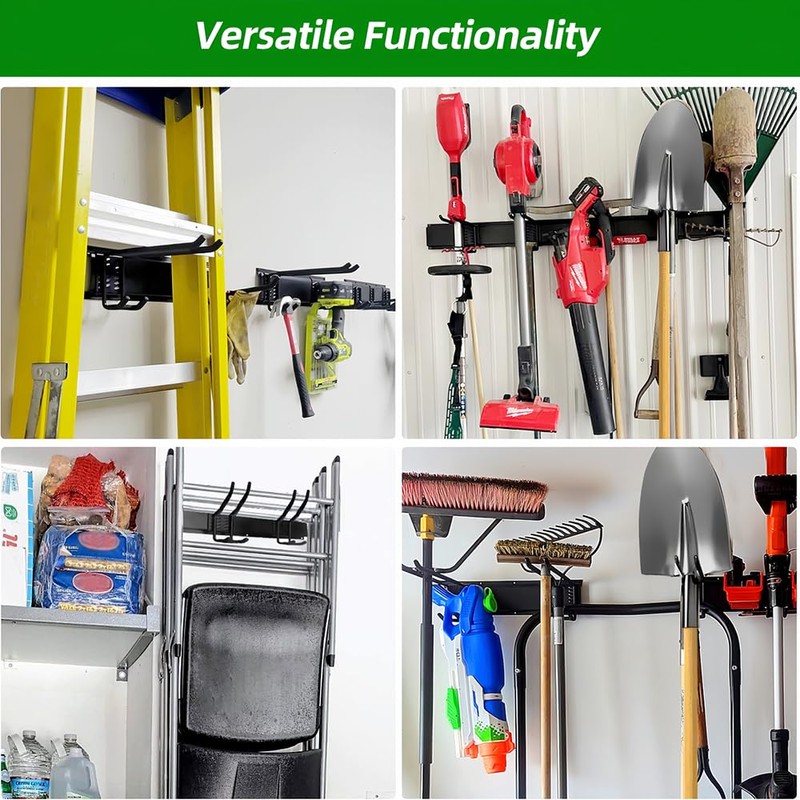 PIYILO Garage Tool Organizer Wall Mount with 48 inches Rails