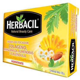 Herbacil Jabón De Colágeno Manzanilla Almendras y Calendula Blanco, Pack of 1