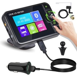 Roinvou Portable DAB/DAB+ Car Radio Adapter for Radio with 2.4 Inch LCD Display Radio Small FM Digital Radio Adapter with Bluetooth Hands-Free Phone AUX-IN FM Transmitter Car Radio Digital Radio