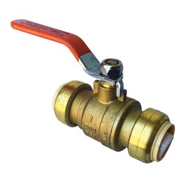 PROCURU 1-Inch PushFit Forged Brass Ball Valve, Push-to-Connect Full Port, Heavy Duty Valve for Copper, PEX, CPVC, Certified Safe (1", 1-Pack)